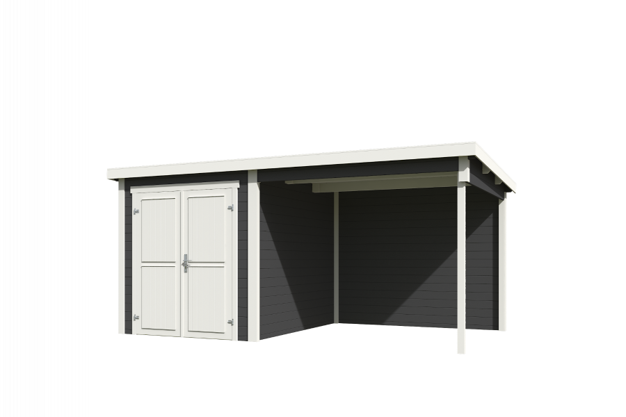 Outdoor Life Finn Tuinhuis 450x250 cm 28 mm vuren Carbon Grey-Wit gecoat