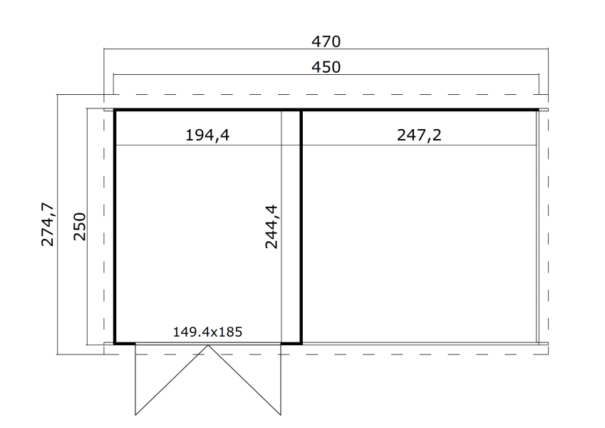 Tuinhuis Finn 450x250 cm - Platinum Grey gecoat