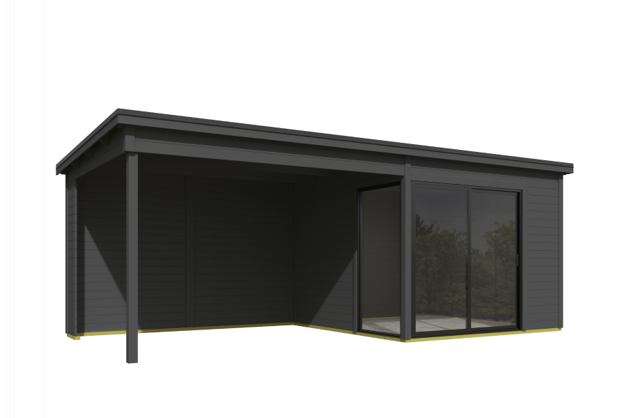 Outdoor Life Julia Tuinhuis 646x296 cm 28 mm vuren Carbon Grey gecoat