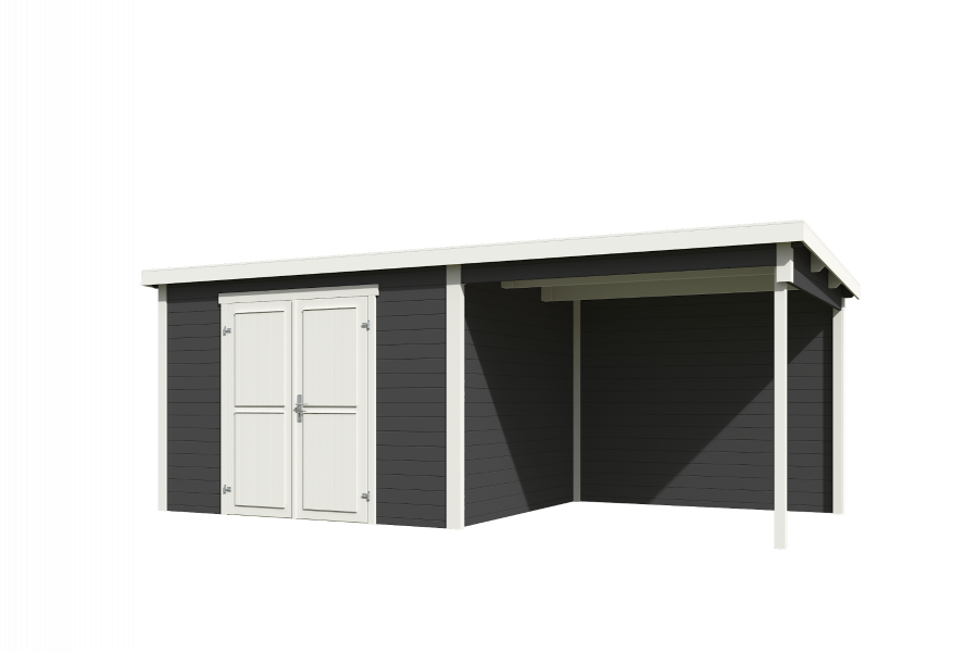 Outdoor Life Kjeld Tuinhuis 550x250 cm 28 mm vuren Carbon Grey-Wit gecoat