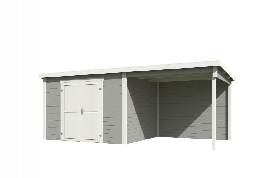 Outdoor Life Kjeld Tuinhuis 550x250 cm 28 mm vuren Platinum Grey-Wit gecoat