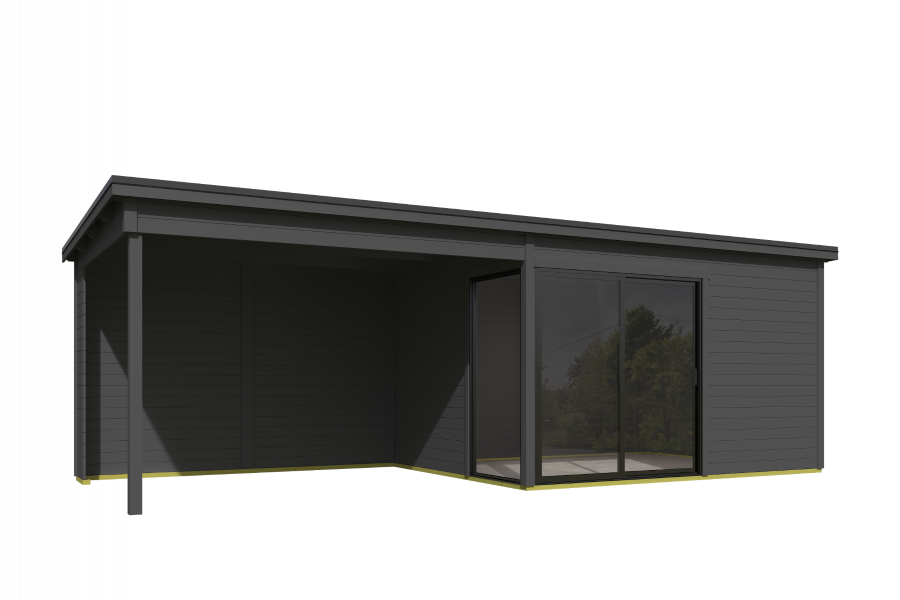 Outdoor Life Olivia Tuinhuis 385x295 cm 28 mm vuren Carbon Grey gecoat