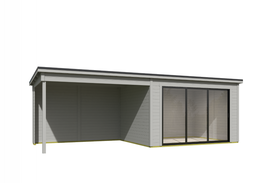 Outdoor Life Pernilla Tuinhuis 735x295 cm 28 mm vuren Platinum Grey gecoat