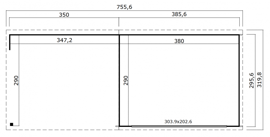 Tuinhuis Pernilla 385x295 cm + 350 cm aanbouw - Carbon Grey gecoat