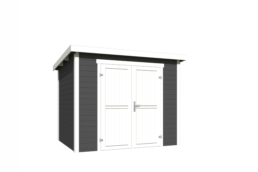 Outdoor Life Mila Tuinhuis 200x200 cm 28 mm vuren Carbon Grey-Wit gecoat