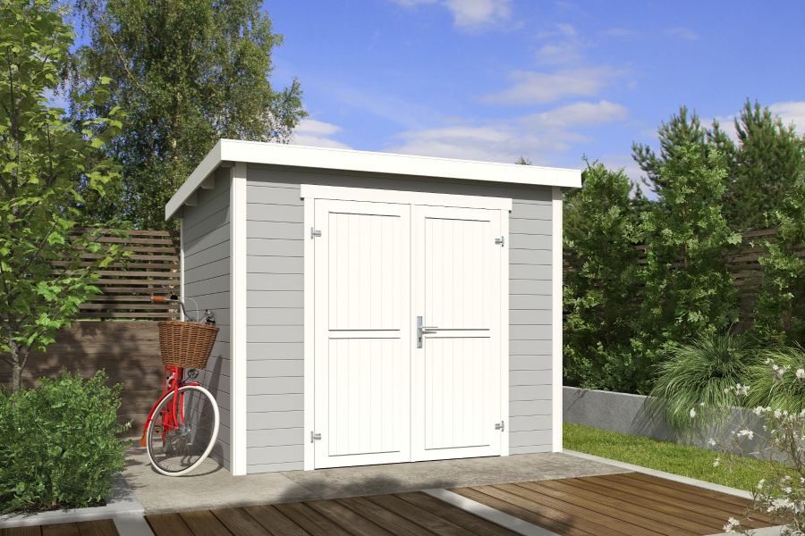 Outdoor Life Mila Tuinhuis 200x200 cm 28 mm vuren Platinum Grey-Wit gecoat