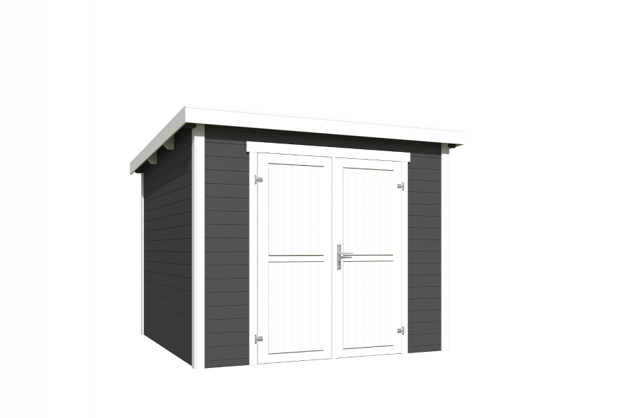 Outdoor Life Mila Tuinhuis 250x250 cm 28 mm vuren Carbon Grey-Wit gecoat
