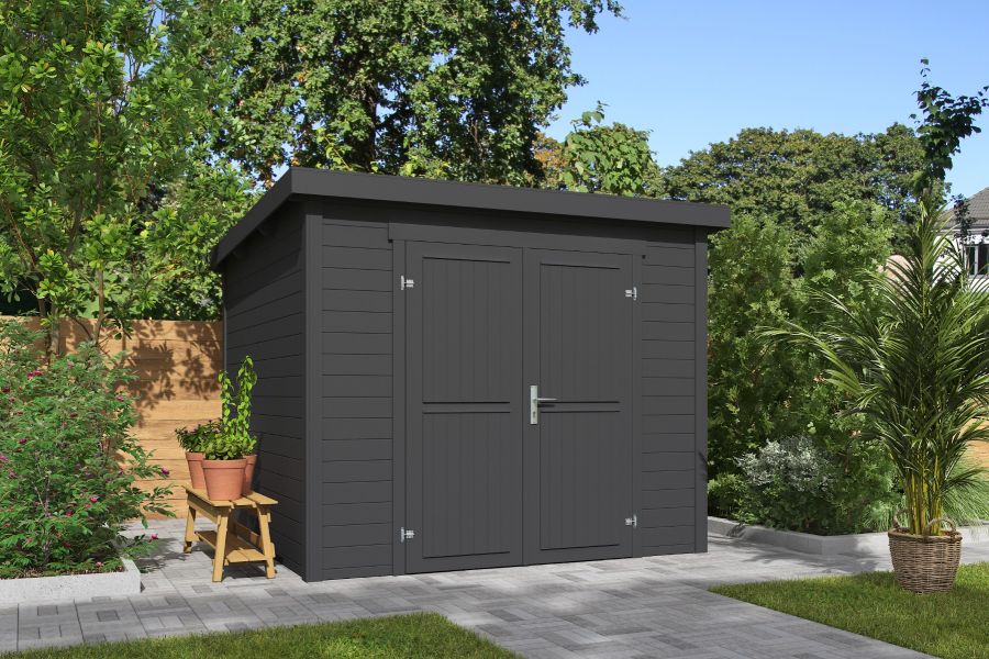 Outdoor Life Mila Tuinhuis 200x200 cm 28 mm vuren Carbon Grey gecoat