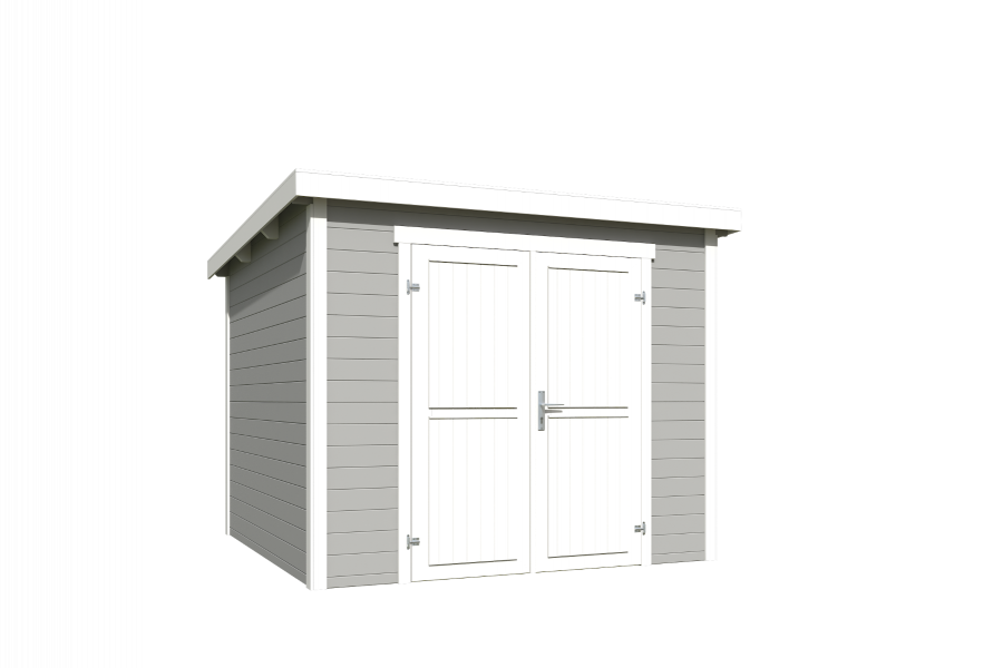 Outdoor Life Mila Tuinhuis 250x250 cm 28 mm vuren Platinum Grey-Wit gecoat