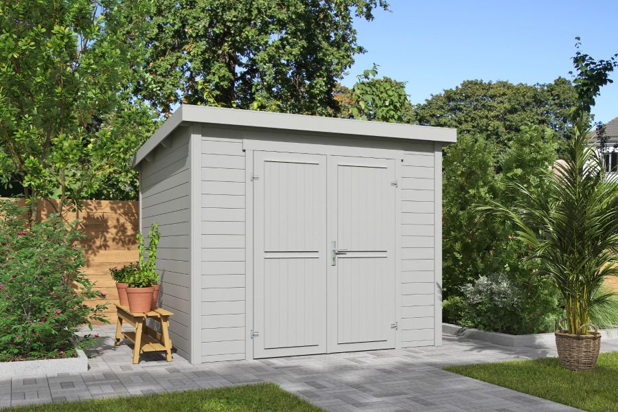 Outdoor Life Mila Tuinhuis 200x200 cm 28 mm vuren Platinum Grey gecoat