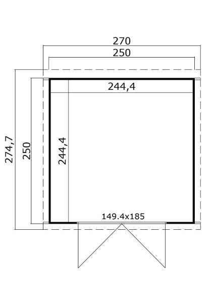 Outdoor Life Mila Tuinhuis 200x200 cm 28 mm vuren Platinum Grey gecoat