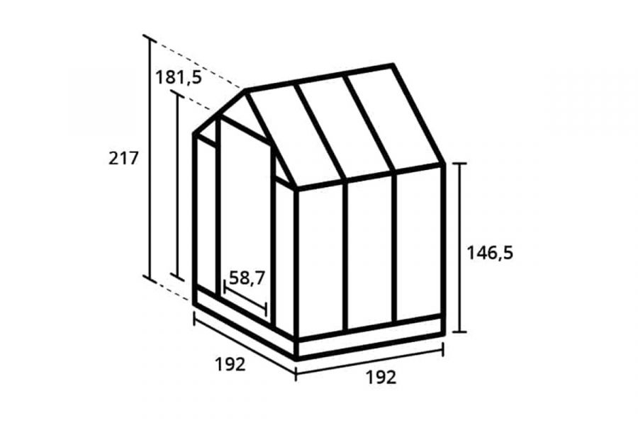 Tuinkas Kate I Full Options groengrijs 3 mm veiligheidsglas - afmetingen
