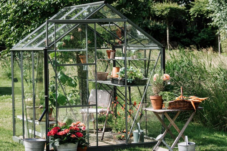 Tuinkas Kate I Full Options groengrijs 3 mm veiligheidsglas