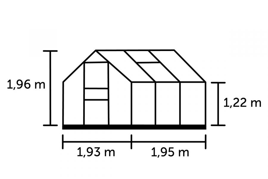 Tuinkas Popular 66 aluminium - 3 mm tuindersglas - 193x195 cm
