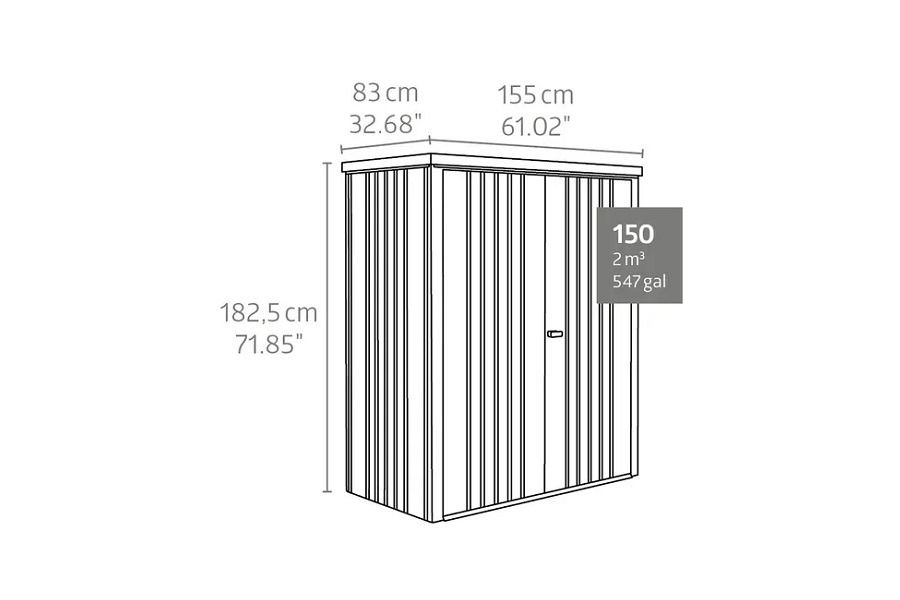 Biohort metalen tuinkast 150 Dubbele deur kwartsgrijs 155x83x182,5 cm
