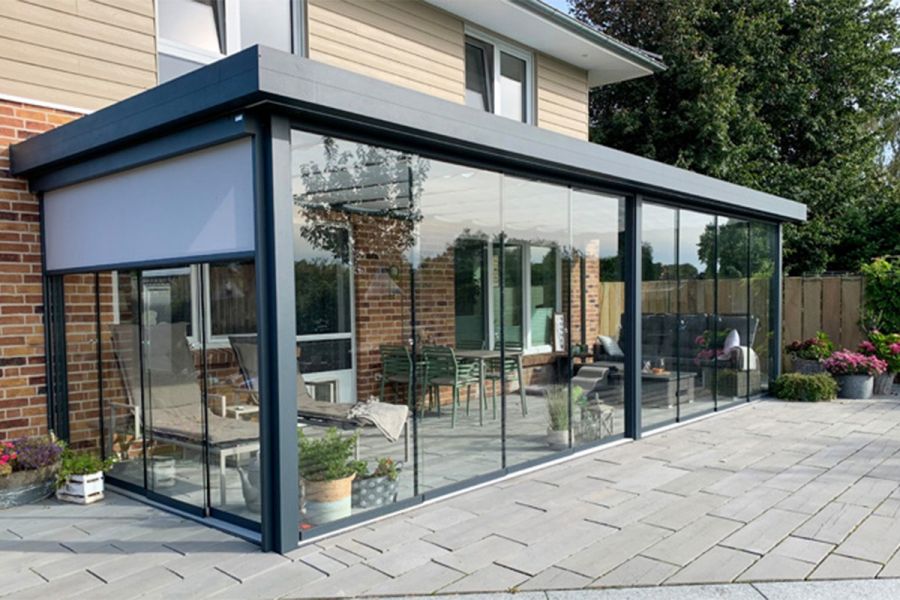 Verasol Linea aluminium veranda 700x400 cm Optisch vlak glasdak