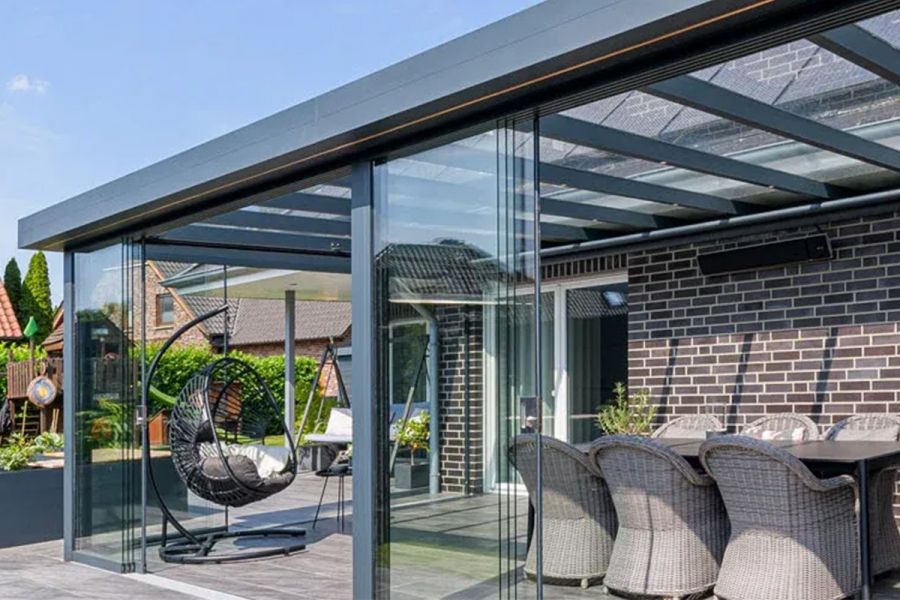 Verasol Linea aluminium veranda 700x400 cm Optisch vlak glasdak