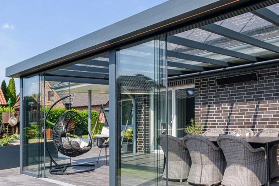 Verasol Novara aluminium veranda 600x250 cm Optisch vlak glasdak