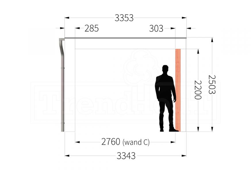 Buitenverblijf Verona 520x335 cm - Plat dak model rechts