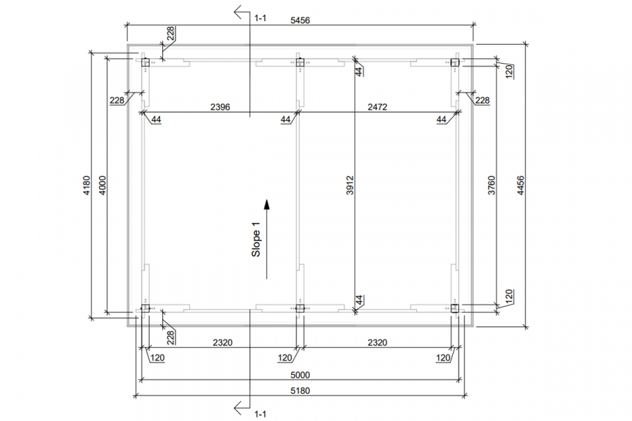 Carport 400x500 cm plat dak
