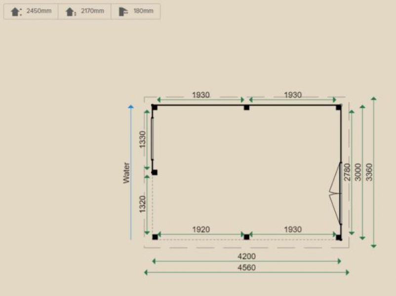 Lugarde Veranda VV10 420x300 cm - 28 mm - plattegrond