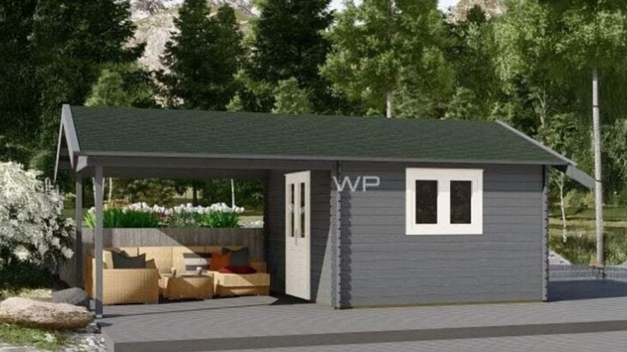 Woodpro Hank tuinhuis met overkapping