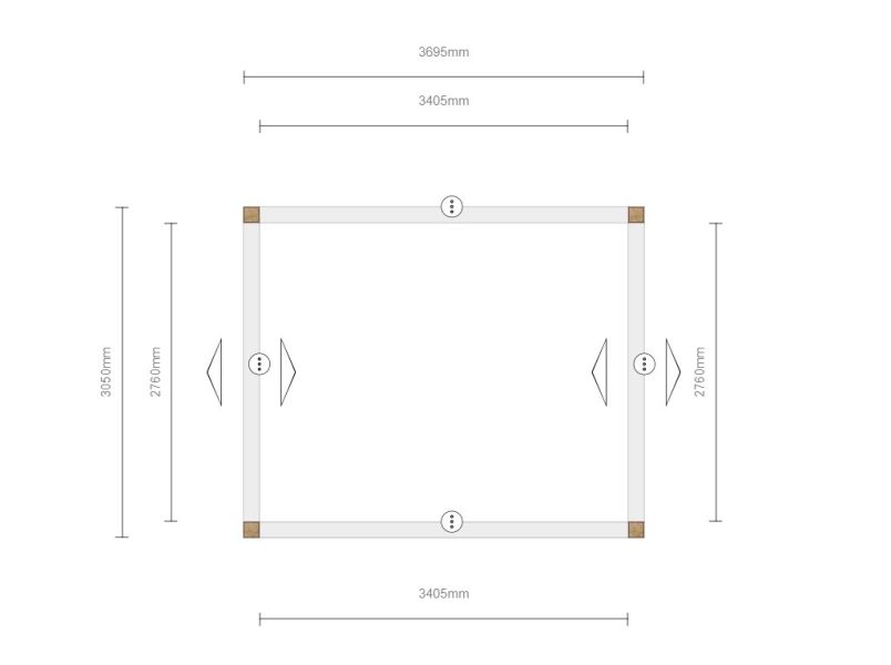 Trendhout Zadeldak De Delle 415x380 cm eiken