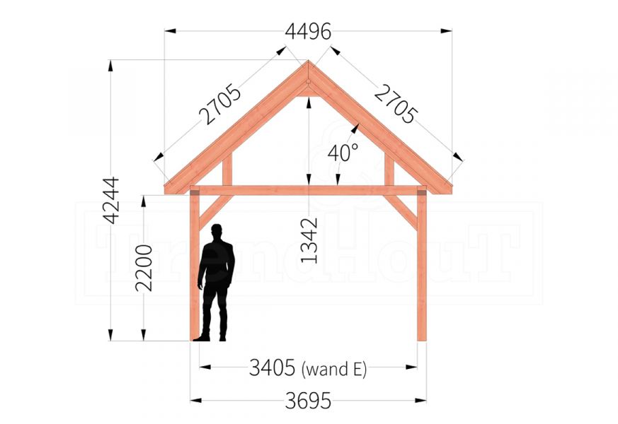 Trendhout Buitenverblijf zadeldak XL 926x440 cm