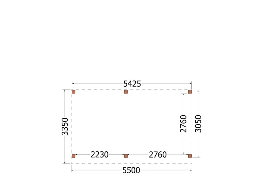 Trendhout plat dak traditioneel overkapping 550x335x260 cm geschaafd Douglashout - zaag- en bouwpakket