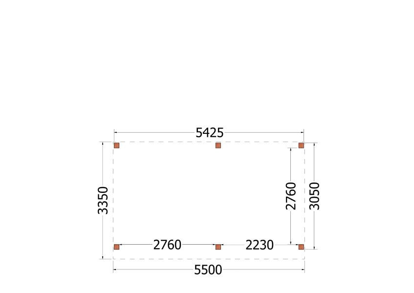 Trendhout plat dak traditioneel overkapping 550x335x260 cm geschaafd Douglashout - zaag- en bouwpakket