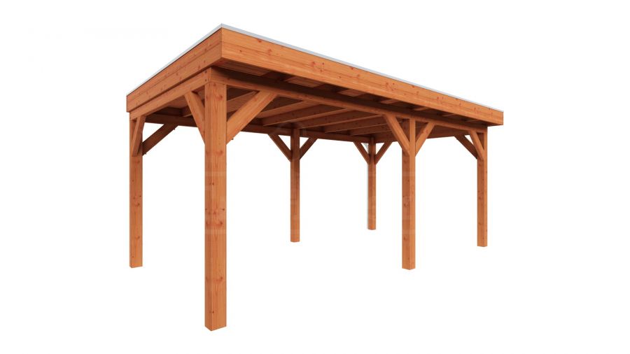 Trendhout plat dak traditioneel overkapping 550x335x260 cm geschaafd Douglashout - zaag- en bouwpakket