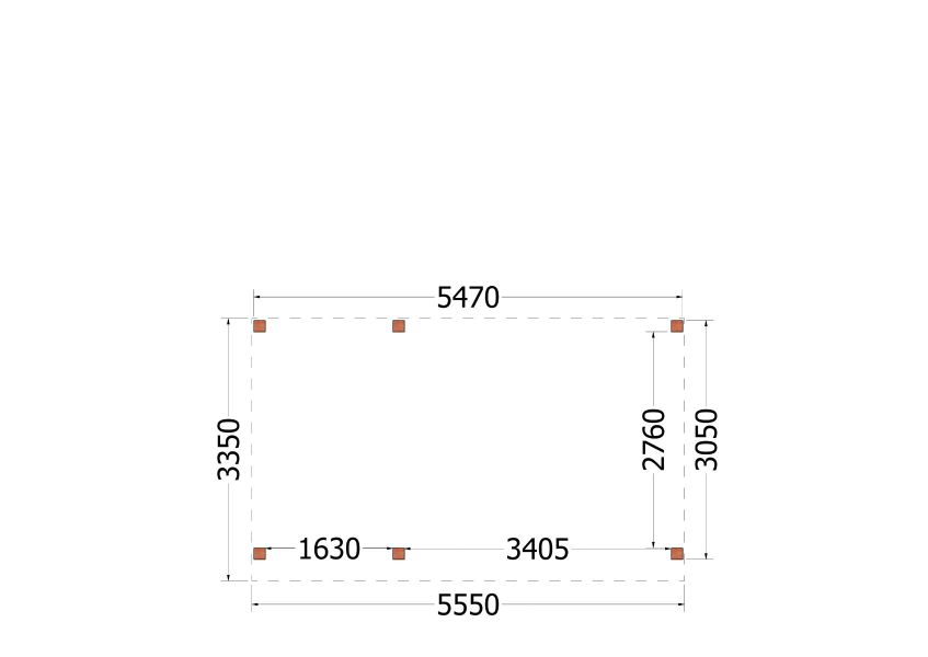 Trendhout plat dak traditioneel overkapping 555x335x260 cm geschaafd Douglashout - zaag- en bouwpakket