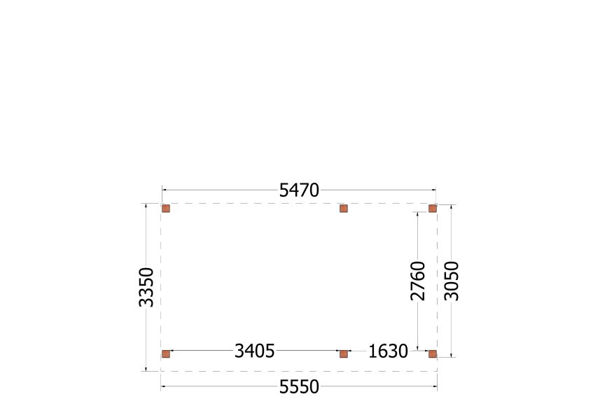 Trendhout plat dak traditioneel overkapping 555x335x260 cm geschaafd Douglashout - zaag- en bouwpakket