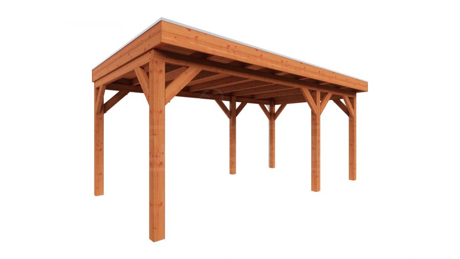 Trendhout plat dak traditioneel overkapping 555x335x260 cm geschaafd Douglashout - zaag- en bouwpakket