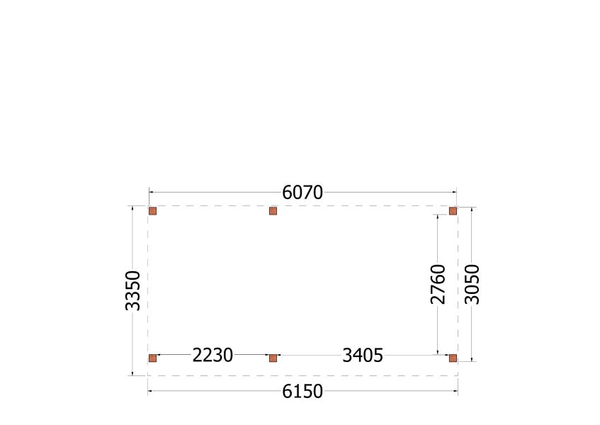 Trendhout plat dak traditioneel overkapping 615x335x260 cm geschaafd Douglashout - zaag- en bouwpakket