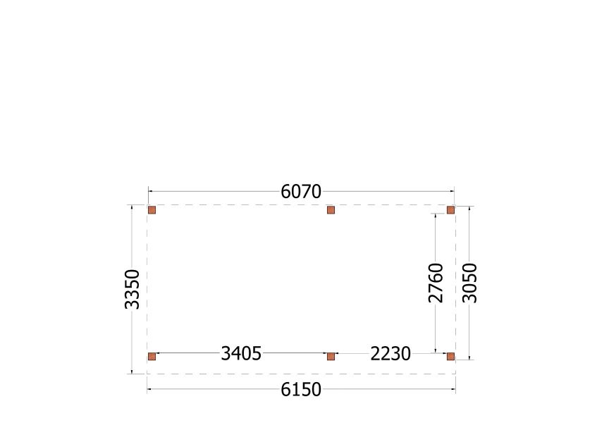 Trendhout plat dak traditioneel overkapping 615x335x260 cm geschaafd Douglashout - zaag- en bouwpakket