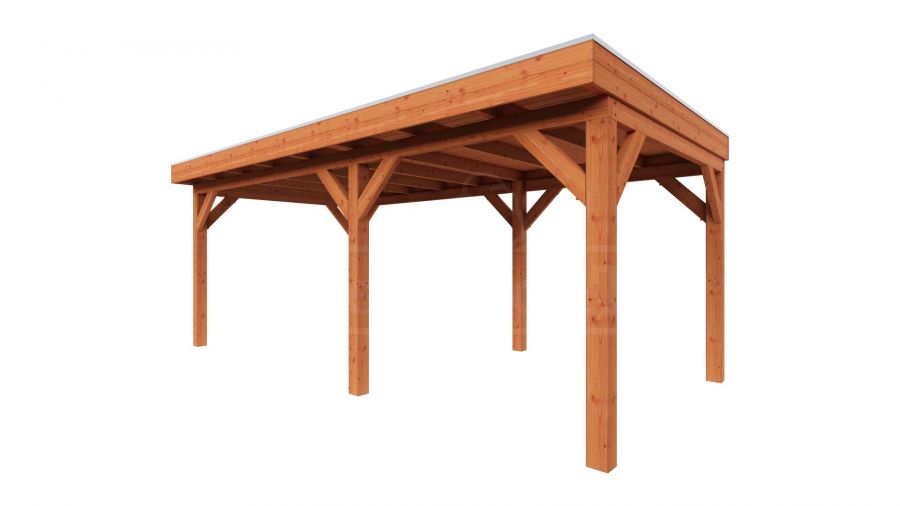 Trendhout plat dak traditioneel overkapping 615x335x260 cm geschaafd Douglashout - zaag- en bouwpakket
