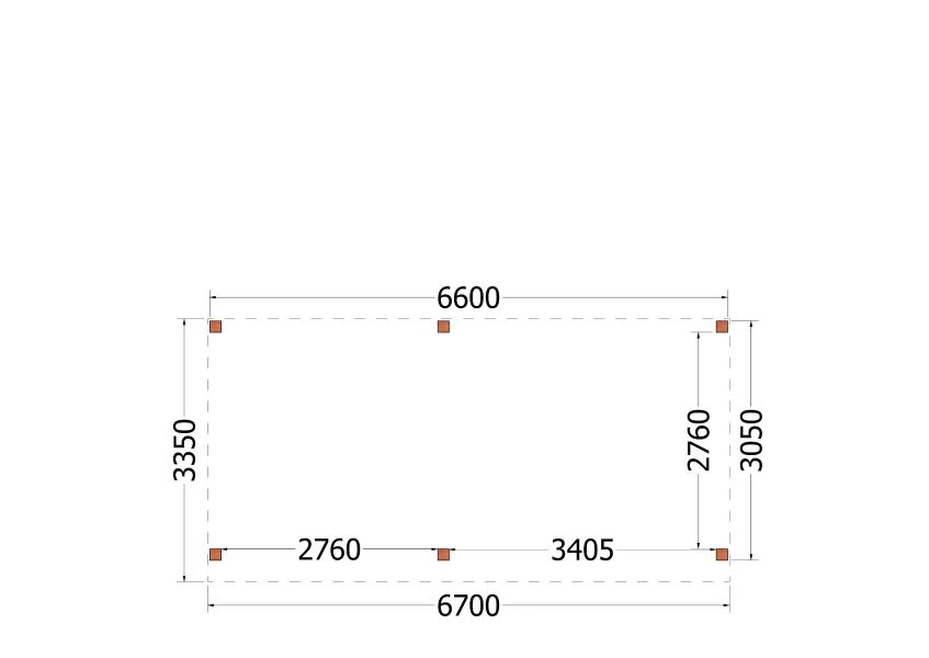 Trendhout plat dak traditioneel overkapping 670x335x260 cm geschaafd Douglashout - zaag- en bouwpakket