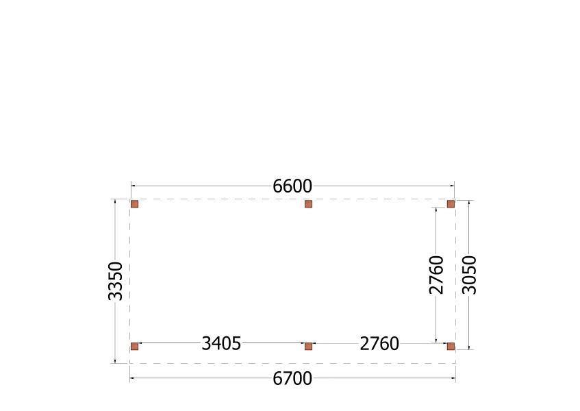 Trendhout plat dak traditioneel overkapping 670x335x260 cm geschaafd Douglashout - zaag- en bouwpakket