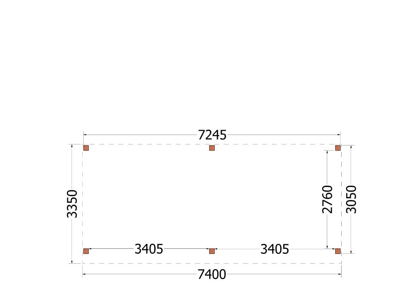Trendhout plat dak traditioneel overkapping 735x335x260 cm geschaafd Douglashout - zaag- en bouwpakket