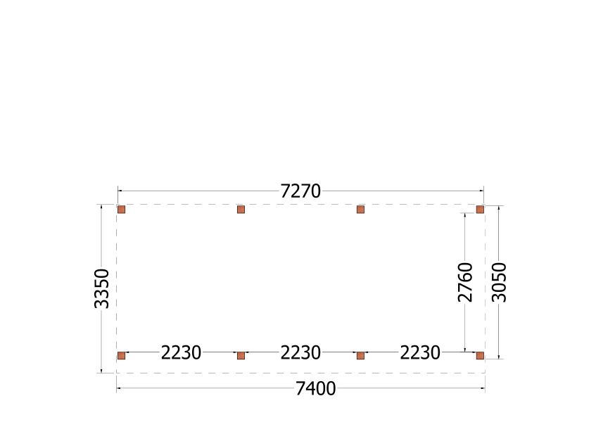 Trendhout plat dak traditioneel overkapping 740x335x260 cm geschaafd Douglashout - zaag- en bouwpakket