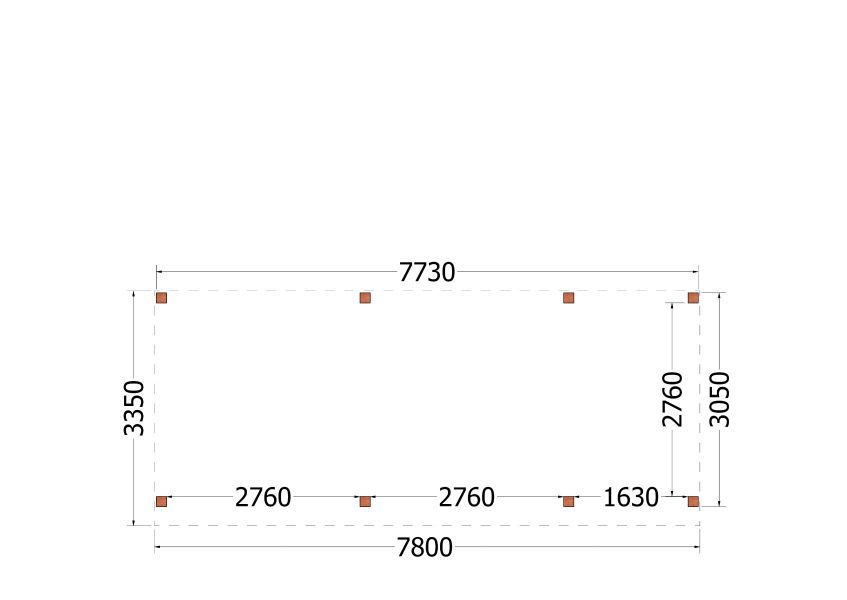 Trendhout plat dak traditioneel overkapping 780x335x260 cm geschaafd Douglashout - zaag- en bouwpakket