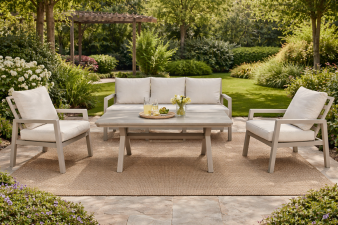 SenS-Line Colin loungeset 4-delig aluminium met beige kussens