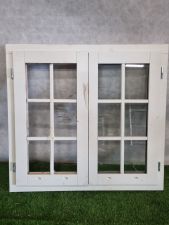 Vleugelraam van vurenhout – wit gespoten, dubbel glas (126 x 135 cm) - SALE25120