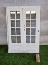 Dubbele vurenhouten deur – wit gespoten, met kozijn en hang- & sluitwerk (189 x 135 cm) - SALE25121