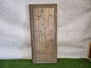 Enkele grijs geïmpregneerde deur – met kozijn, hangwerk inbegrepen (196 x 86 cm) - SALE25134
