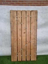 Douglas poort met stalen frame – 195 x 95,5 cm, 13-planks - SALE25139