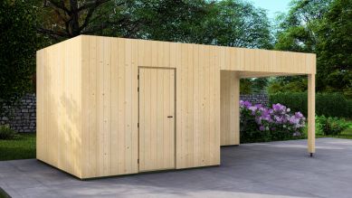 Poolhouse Trendy 300x300 cm + luifel 400 cm - onbehandeld