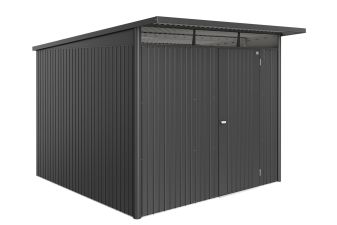 Avantgarde ECO A7 metalen tuinhuis met standaard deur donkergrijs