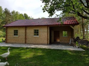 Maatwerk Tuinhuis met zadeldak 930x630cm inclusief luifel 300 cm - Mol